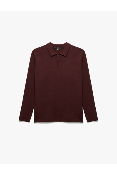 Koton Πλεκτό πουλόβερ με μακρύ μανίκι με κουμπιά και λαιμόκοψη πόλο