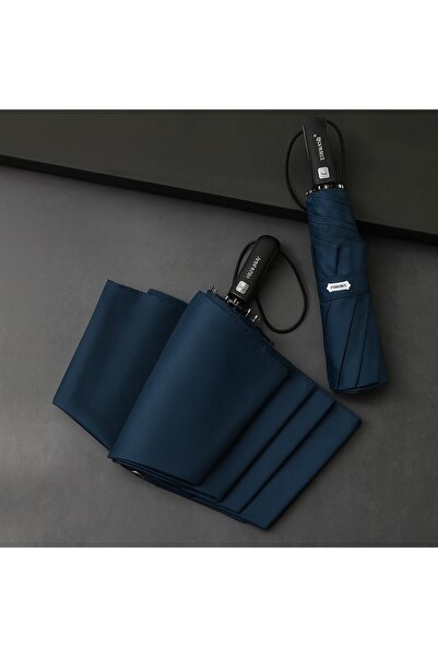 Toptancı Amca 8 Telli Rüzgarda Kırılmaz Elite Şemsiye Tam Otomatik Lacivert Kılıflı Şemsiye Parachase 122 Cm Çap