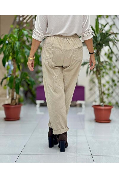 Punta Otantik Yg3005 Waist-Tied Italian Velvet Trousers Cream