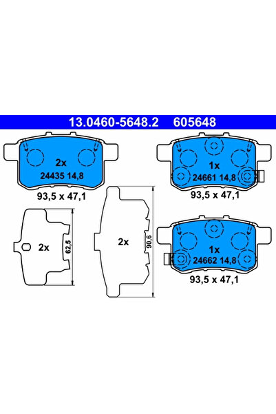 Ate Set Placute Frana Frana Disc Honda Accord 8/Accord 9 Limuzina 2008-2015