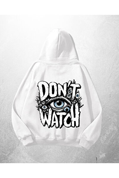 Gofeel Bela unisex majica sa kapuljačom "Don't Watch" Štampano Oversize kroj