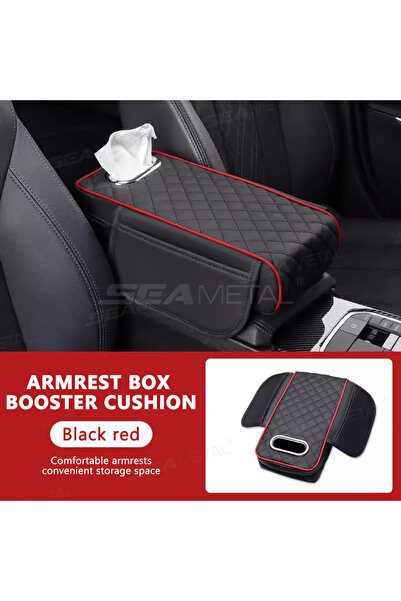 Choice Black-red BLALION Car Armrest Cover PU Leather With Tissue Storage Mem...