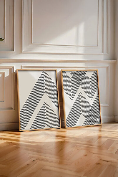 huhuli Ahşap Çerçeveli 2 Parça Set Tablo Huhu73