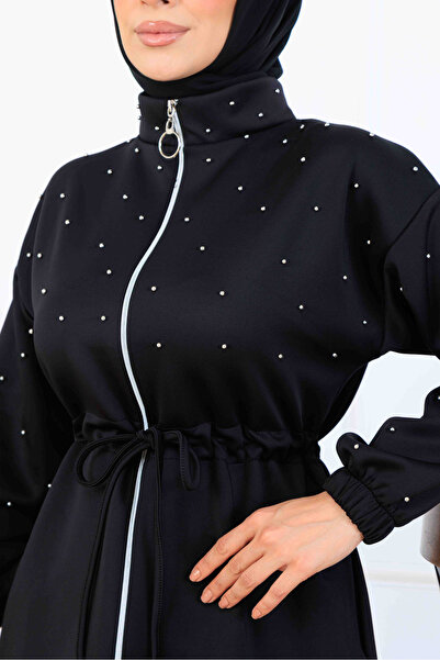 benguen Bead Detailed Scuba Double Suit N5361 Black