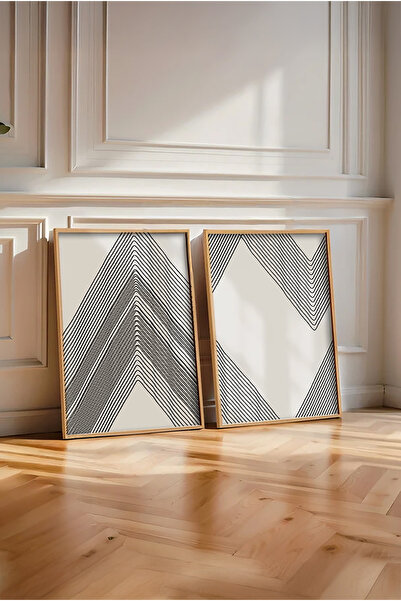 huhuli Ahşap Çerçeveli 2 Parça Set Tablo Huhu74