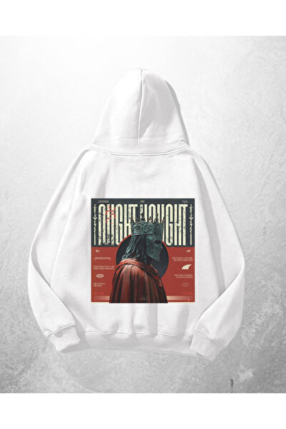 Gofeel Hanorac alb unisex Northern Light cu imprimeu supradimensionat Swea tr...