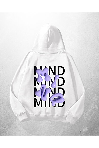 Gofeel Bela unisex majica sa kapuljačom Mind Štampano Oversize kroj