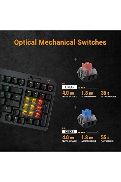 ASUS TUF K3 Gaming Keyboard (2nd Gen) - Black, USB