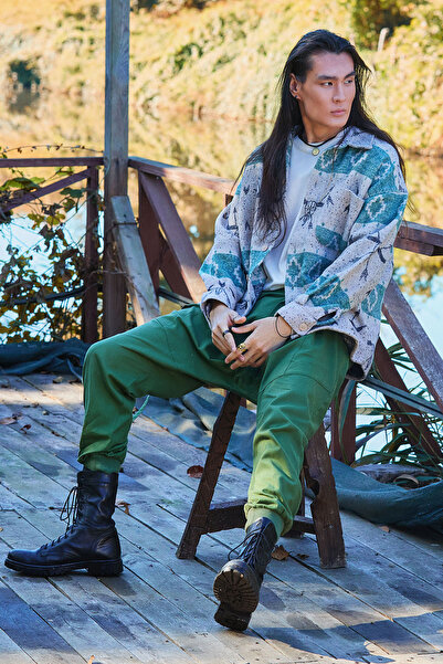 Los banditos Double Breasted Elastic Leg Buttoned Baggy Trousers