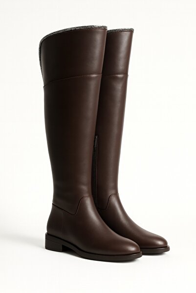 Giydim Gidiyor Moli Diz Üstü Çizme Kahverengi