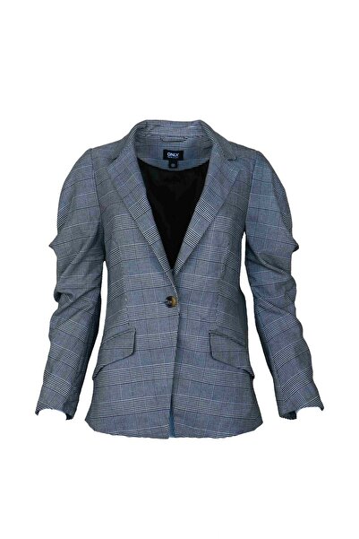 ONLY Power Black Check jacket - L, White, 52% linen, 48% cotton