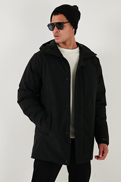 Buratti Lined Regular Fit Zipper and Snap Button Hooded Coat Men's Coat 497Roma