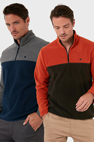 Buratti Regular Fit Anti-Pilling Non-Pilling Stand Collar Ribbed 2-Pack Fleece Men's Polar 59