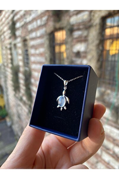 By Atölye Ay Taşlı Kaplumbağa 925 Ayar Gümüş Kolye