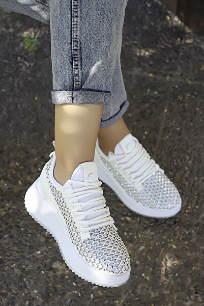 kajal ayakkabı Prn 174-112 Stone Mesh Detailed Shoes