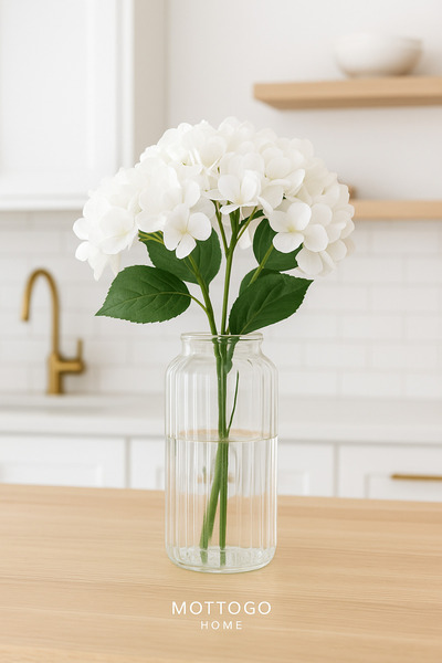 Mottogo Floare artificială de hortensie – Floare decorativă aproape reală 45 cm