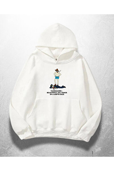 Gofeel Bela unisex plava majica sa kapuljačom veličine Štampano Oversize kroj