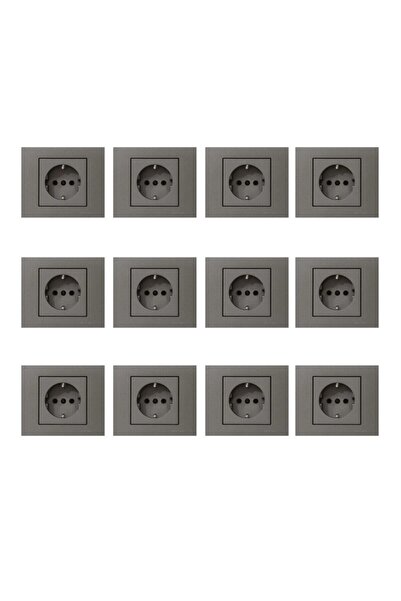 VİP AY Vip Lighting / Ovivo Grano Anthracite Grounded Socket 12 Pieces Frame