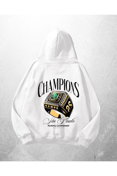 weywot سويت شيرت بقلنسوة كبير الحجم مطبوع عليه خاتم الأبطال باللون الأبيض للجنسين