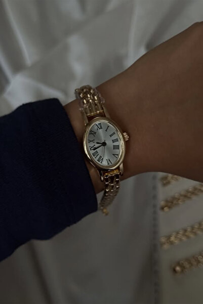 Hola Mojo Kadın Oval Çelik Kordonlu Minimal Vintage Yeni Sezon Gold Kol