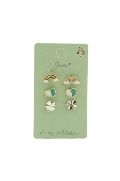 Bibilel Set 3 Perechi Cercei Curcubeu, Inimă, Trifoi