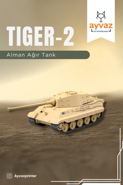 ayvazprinter TIGER-2 1/35 Ölçek, 10,7x21,1x8,8 cm Boyutlu, Hareketli Palet Sistemi Olan Tank Maketi