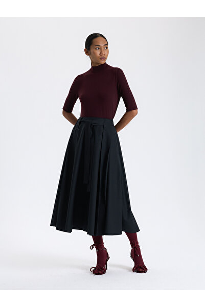 BAQA Black Belted A-Line Skirt