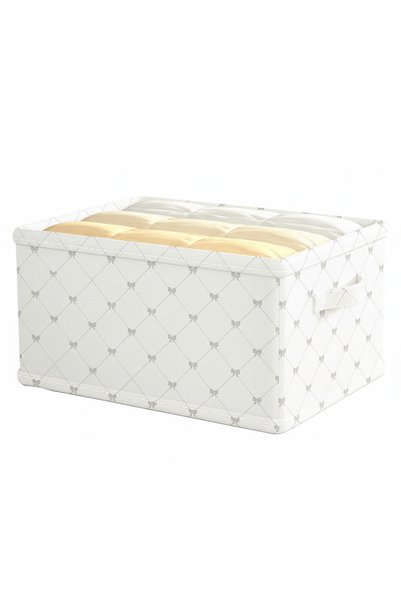 Textia Home 1 Piece Bowknot Patterned Closet Organizer Foldable Clothing Storage Box 45X25X20 cm