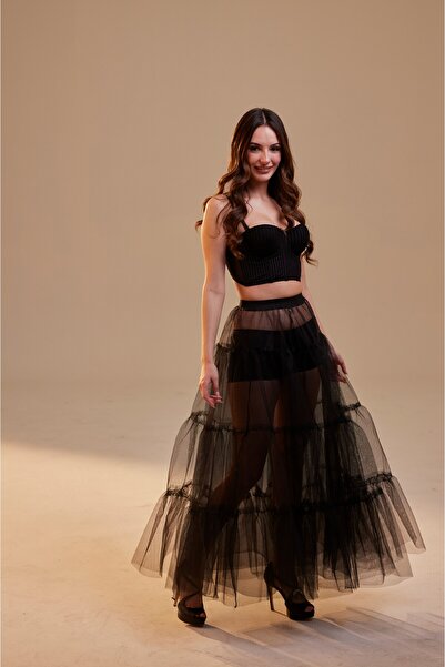TT TRENDYTARLATAN Black Tulle Skirt Prom Party Wedding Graduation Tulle Skirt