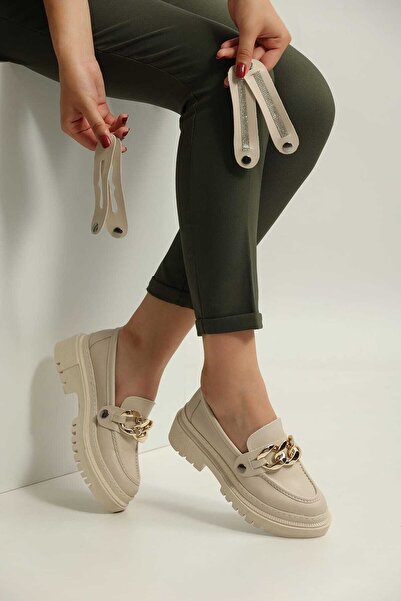 Yula Fashion Shoes Kadın Oxford Günlük Kullanım Üç Tokalı Loafer