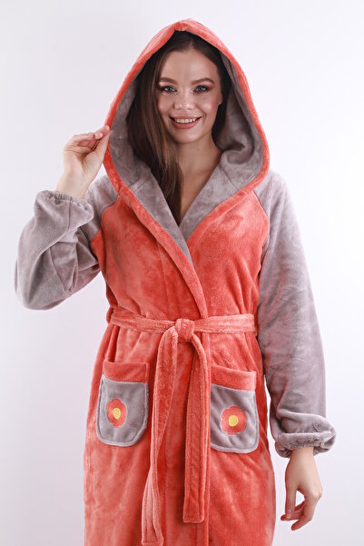 Wild Love روب استحمام نسائي بغطاء للرأس مصنوع من الخيزران 100% مع جيوب مزخرفة...