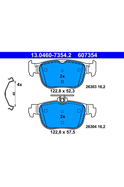 Ate Комплект спирачни накладки дискови спирачки Audi A3 Seat Leon
