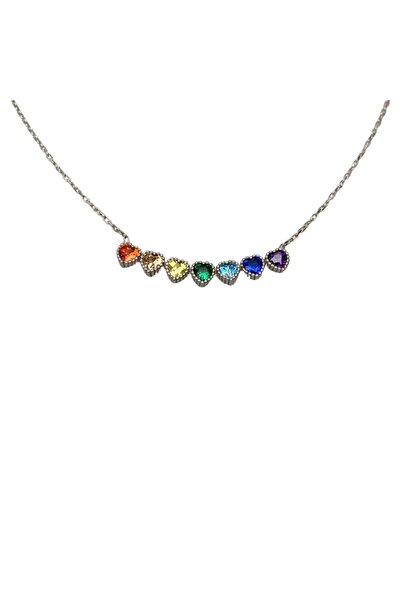 OEM Colier bijuterie Argint pur 925 sterling Inimi Colorat 44 cm