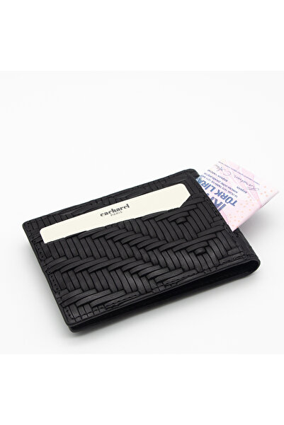 Cacharel Black Gladiator Leather Credit Card Holder 0336g65