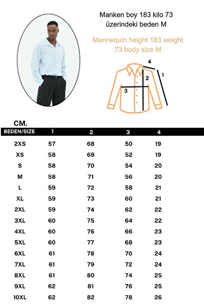 RELAXL Oversize Men's Muslin Shirt with Pockets, Baby Blue, up to 10XL