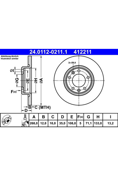 Ate Set Discuri Frana Citroen C4 Grand Picasso 2/C4 Picasso 2 Peugeot 308 2 2...