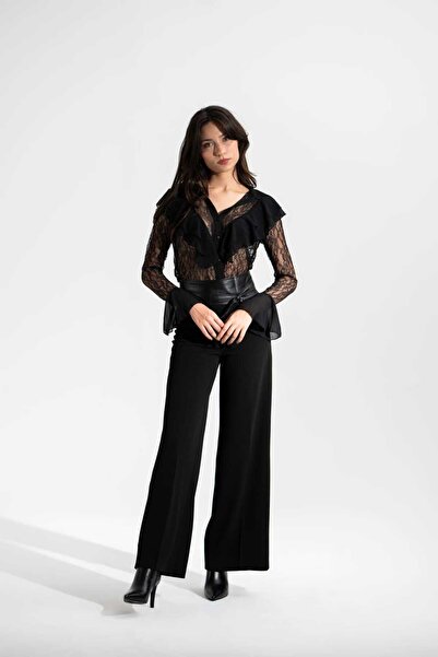 roibyardaözmen Uzun Kollu Dantel Gömlek-Siyah