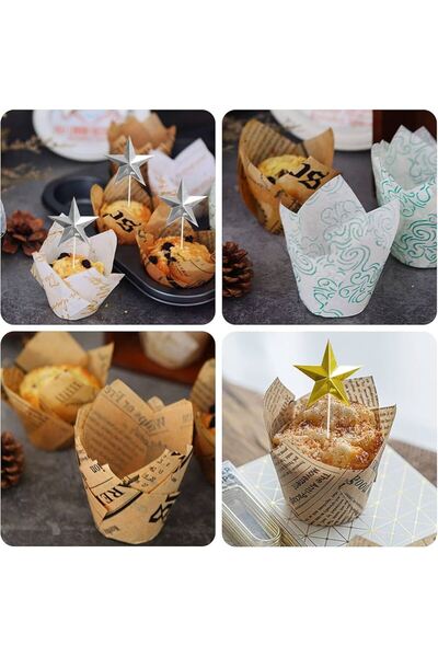 abnturk 250 Adet Lale Muffin Kalıbı Kâğıt Kek Kapsülü Pişirme Kağıdı