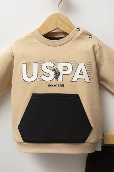 U.S. Polo Assn. U.S.Polo Assn Boy Baby 2-Piece Set - Beige