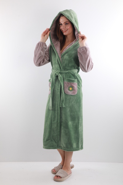 Wild Love 100% бамбуковий жіночий халат з капюшоном і кишенями у вигляді квітів / халат