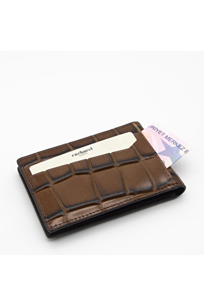 Cacharel Brown B.Kroco Leather Credit Card Holder 0336B8K
