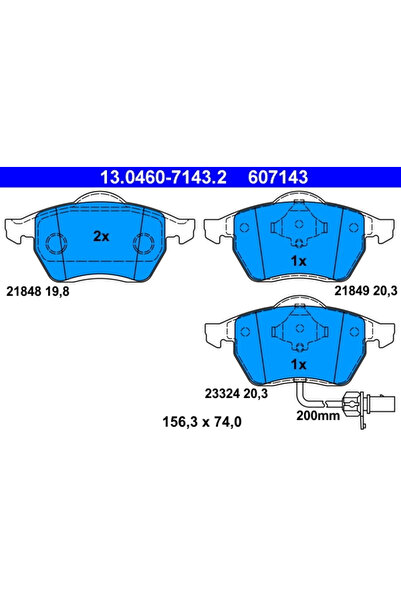 Ate Комплект спирачни накладки за дискови спирачки Ford Galaxy 1 Seat Alhambra