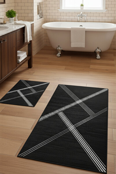 oabhome Set de 2 covorașe de baie din safir, lavabile, anti-alunecare, colora...