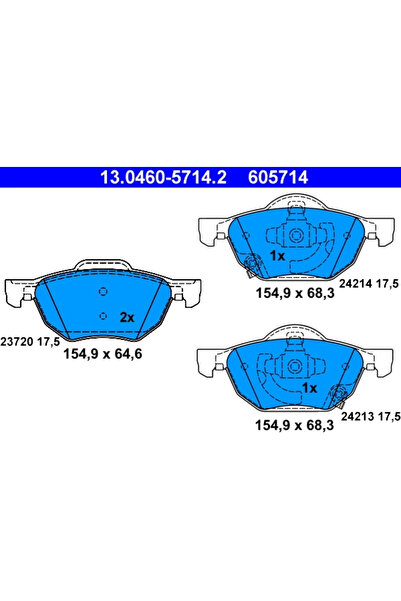 Ate Комплект спирачни накладки за дискови спирачки Honda Accord 7