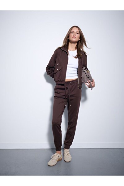 MAG FASHİON Дамски черни спортни панталони Jogger с висока талия