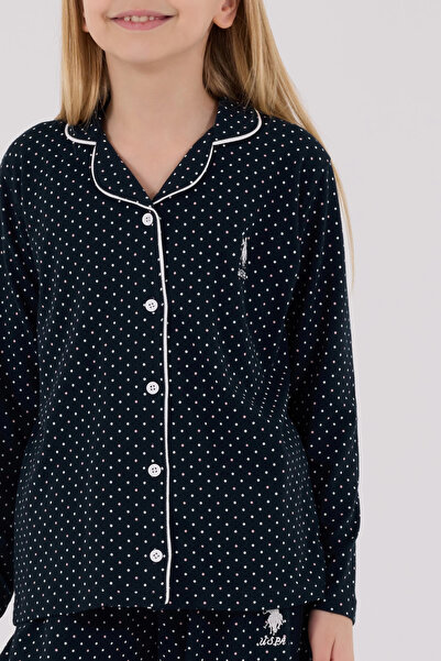 U.S. Polo Assn. Girls' Shirt Pajama Set - Navy Blue
