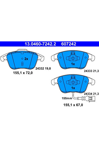 Ate Set Placute Frana Frana Disc Audi Q3 Seat Alhambra 2007-2022