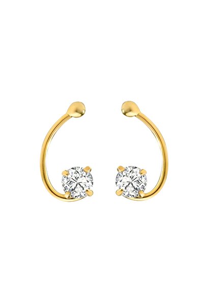 jelux silver 925 Ayar Gümüş Aurora Model Zirkon Taşlı Gold Küpe