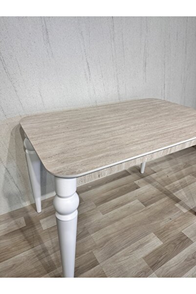 SÇ MASSAN 70 x 110 Mutfak Masası Traverten MDF Sabit Yemek Masası Salon Masası