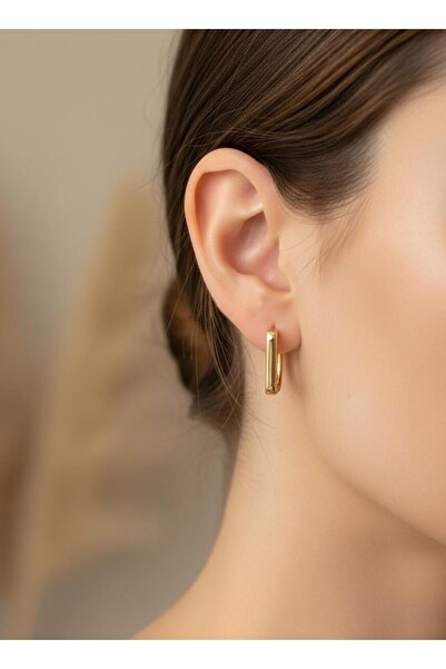 JEWELRY Kare Model Gold Renkli Küpe